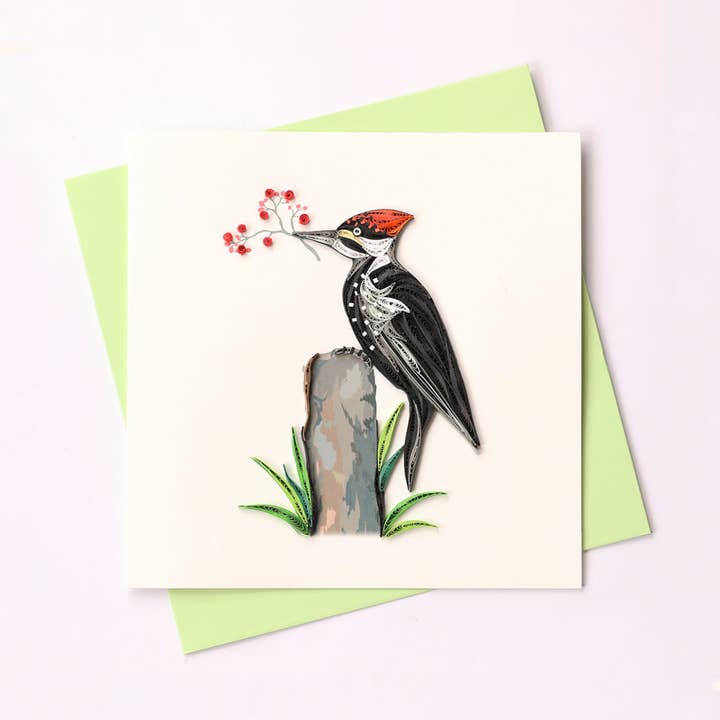 Woodpecker Quilled Card for wholesale by Poppin Cards and Gifts