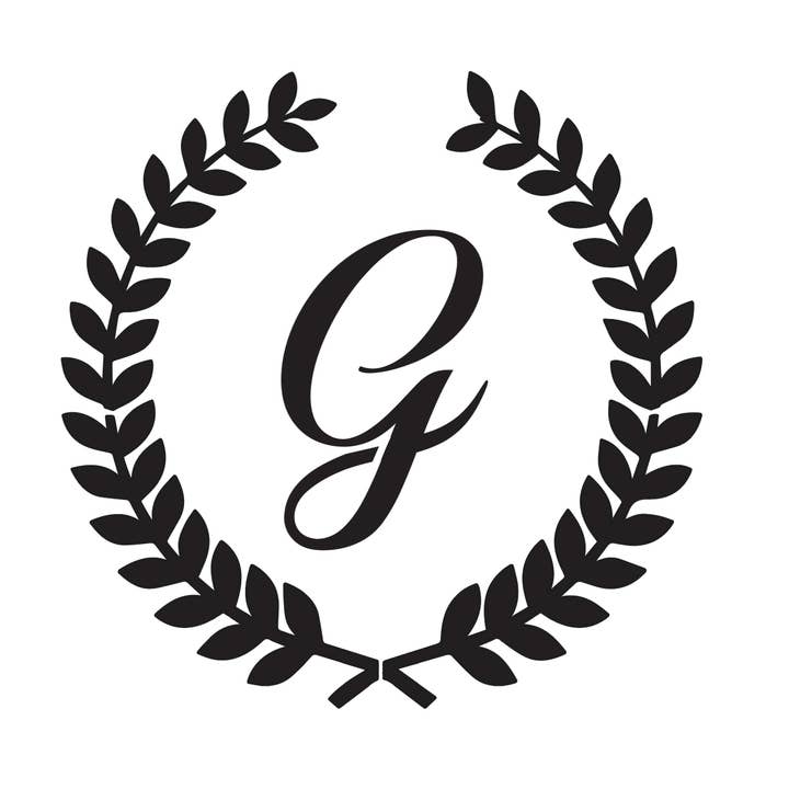 Laurel Leaf-Script G - 10 Mil Mylar Reusable Stencil for wholesale by GoStencil