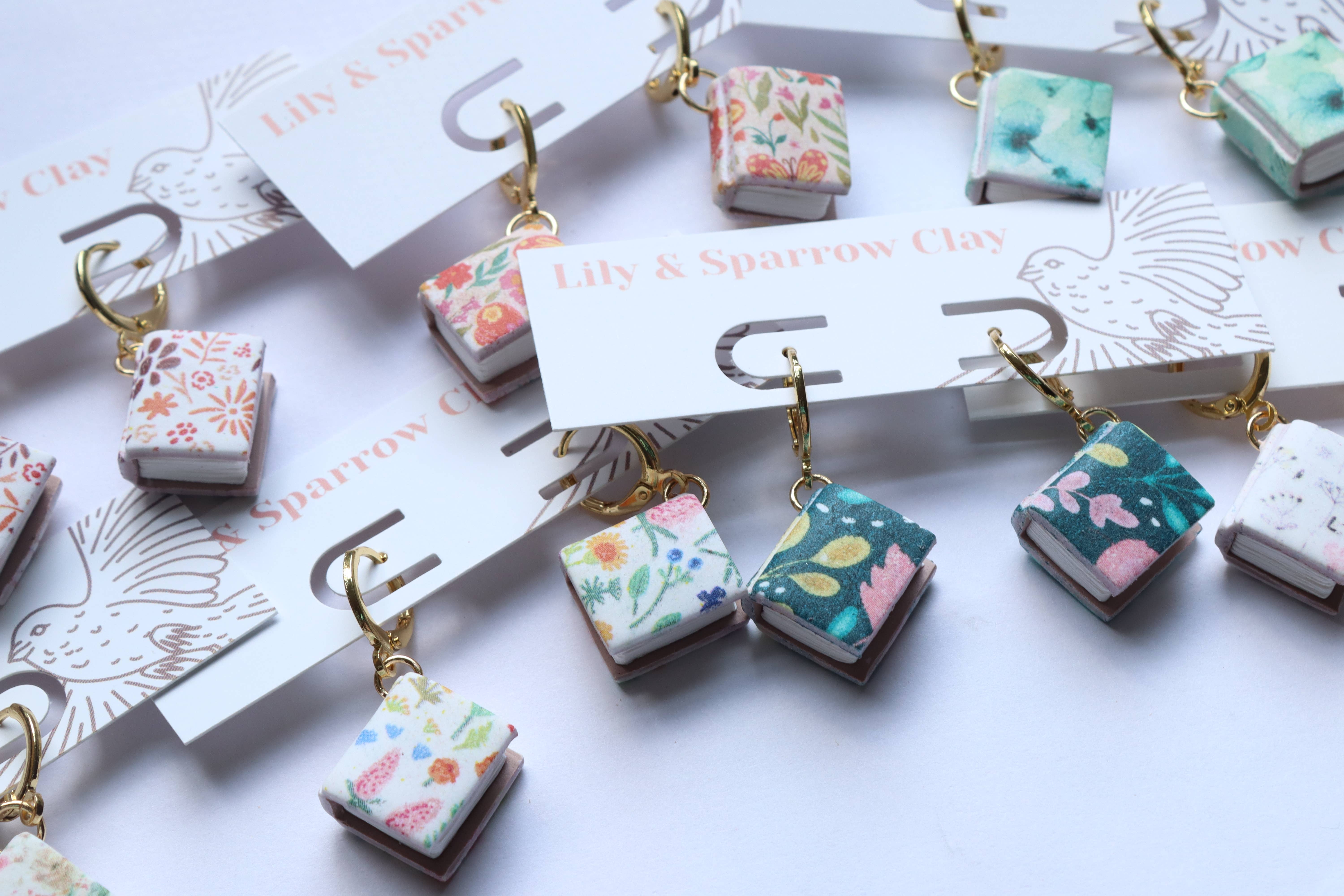 Lily and Sparrow Clay - Wholesale Huggie Earrings - Floral Book Earring Bundle (Large Assortment)