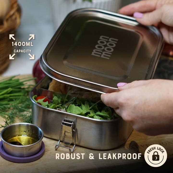 Moonmoon – wholesale Lunch bag/box – Stainless Steel Lunch Box | 1.4 Litre Leakproof Metal Bento 2