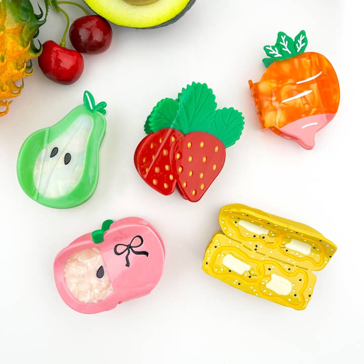 TheDivaSoap - Wholesale Hair Clip - Women's - Fresh Fruit-Inspired Claw Clip,Strawberry & Carrot Hair Clip