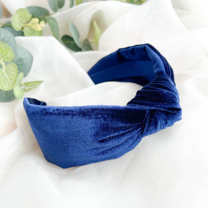 Nine Designs Ltd - Vente Bandeau – femme - Bandeau à nœud - Velours bleu marine, accessoire de cheveux de Noël4
