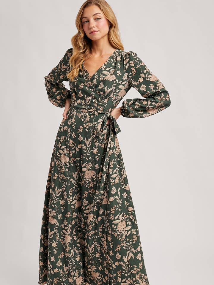 Bluivy - Wholesale Dress - Women's - FLORAL PRINT WRAP MAXI DRESS