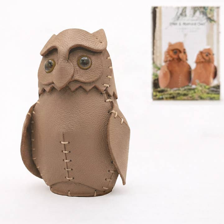 Owl & Horned Owl - Leather DIY Kit / Brown for wholesale by Kyoto Makotoya