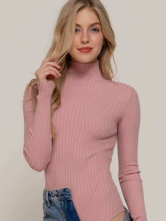 Long Slv Turtle Neck Sweater Bodysuit for wholesale by MintChoco