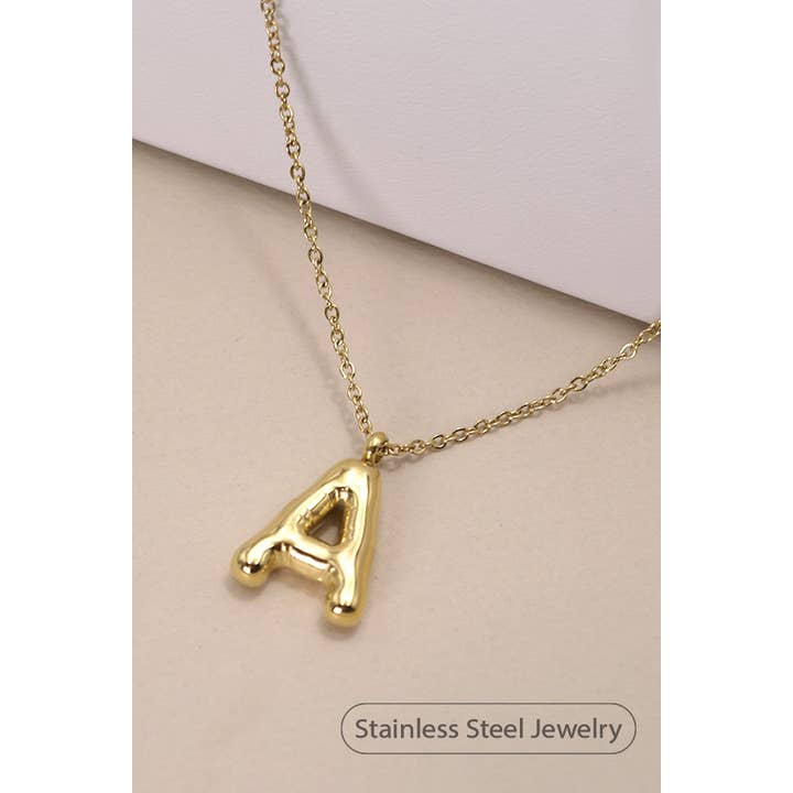 JOSSLYN by wall to wall - Wholesale Pendant/Charm Necklace - 18K STAINLESS STEEL TARNISH FREE INITIAL NECKLACE | 80N650