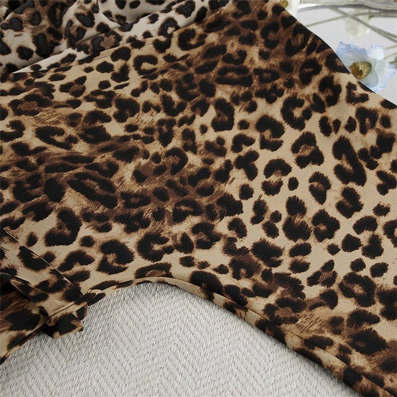 Leopard Print Tie-Waist Robe and Pants Ensemble for wholesale on Faire8