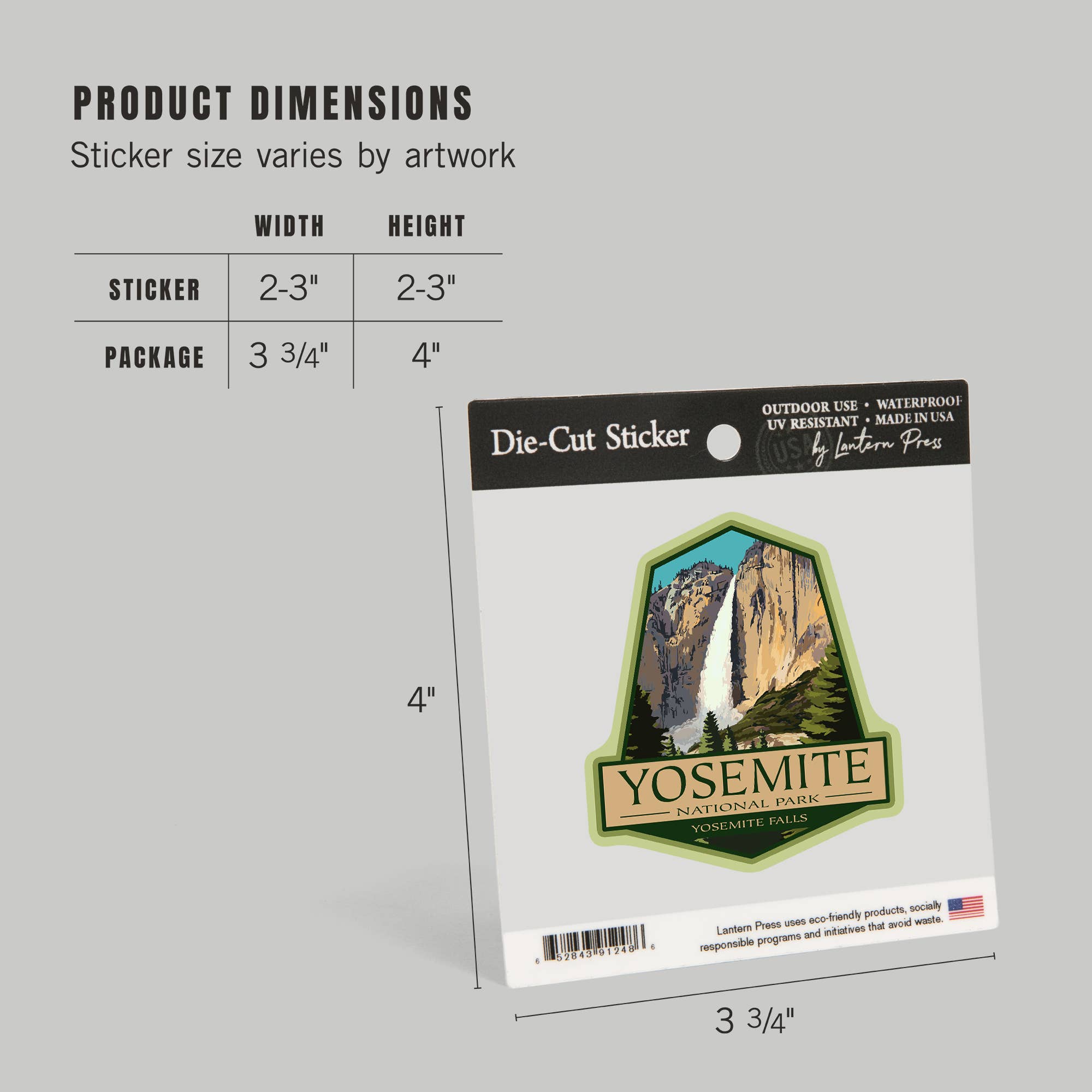 Lantern Press - Wholesale Sticker - STICKER Yosemite National Park, California, Yosemite Falls4