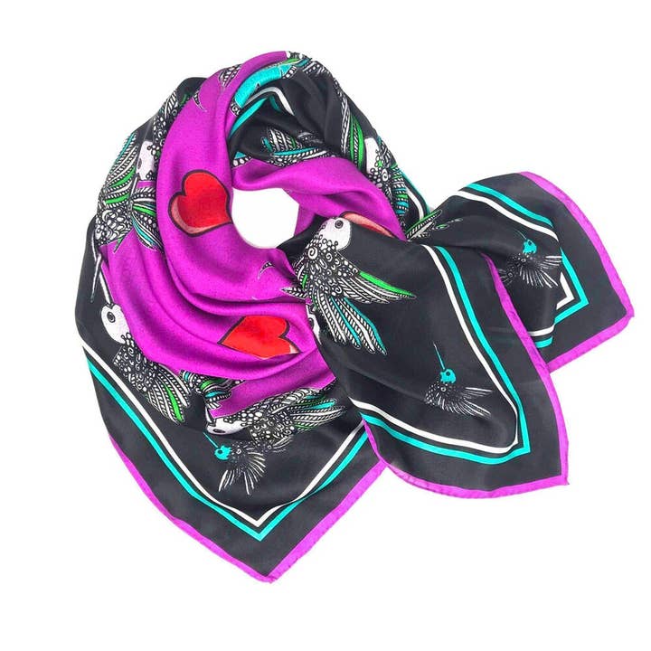 Bufanda de seda rosa martín pescador para venta al por mayor de Debbie Millington