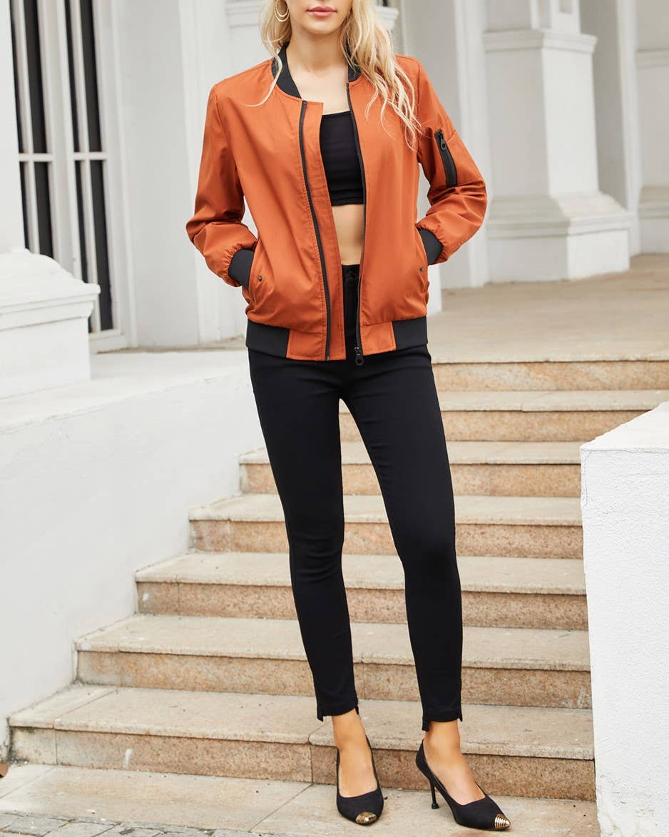 Rosa Clothing - Wholesale Bomber Jacket - Women's - zip front bomber jacket with side pocket26