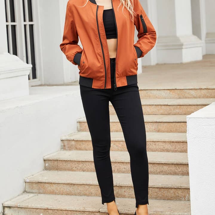 Rosa Clothing - Wholesale Bomber Jacket - Women's - zip front bomber jacket with side pocket26