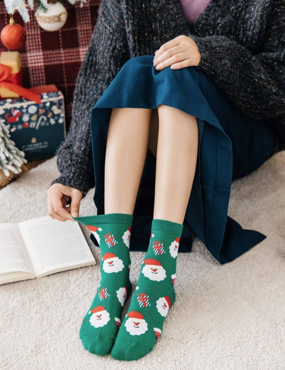 Sweetkama - Vente Chaussettes – femme - Chaussettes au-dessus de la cheville Joyeux Noël pour femmes SKASC41783