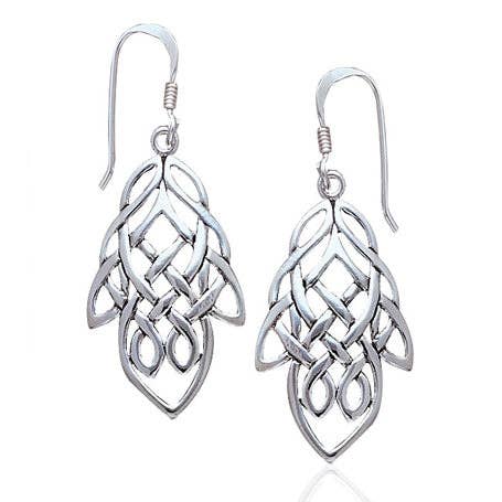 Silver Insanity – Großhandel Ohrhänger – Einzigartige große Ohrringe aus Sterlingsilber mit keltischem Knoten und Ahornblatt