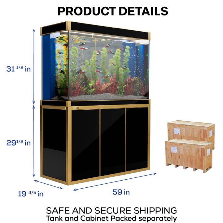 AQUA DREAM - Wholesale Nature and outdoors - Aqua Dream 175 Gallon Tempered Glass Aquarium Black and Gold1