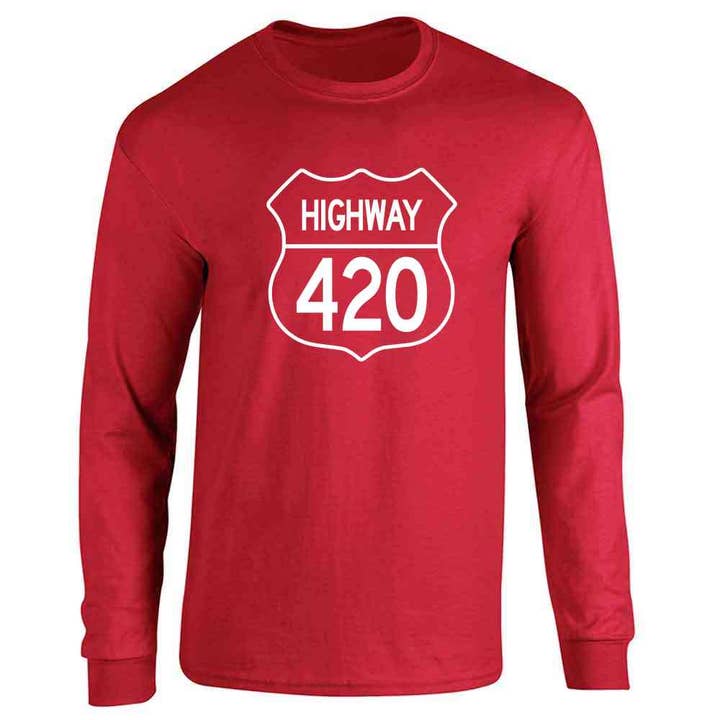 Highway 420 Pot Smoking Weed Marijuana CannabisLong Sleeve for wholesale by Pop Threads