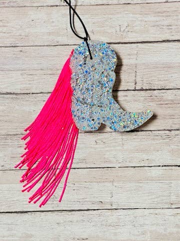 Cowgirl boot with hot pink fringe for wholesale by Heavenly Divine Creations