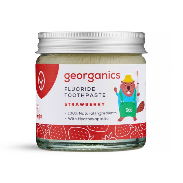 Georganics - Venta al por mayor Pasta de dientes - Pasta dental con flúor GeoKids - Fresa