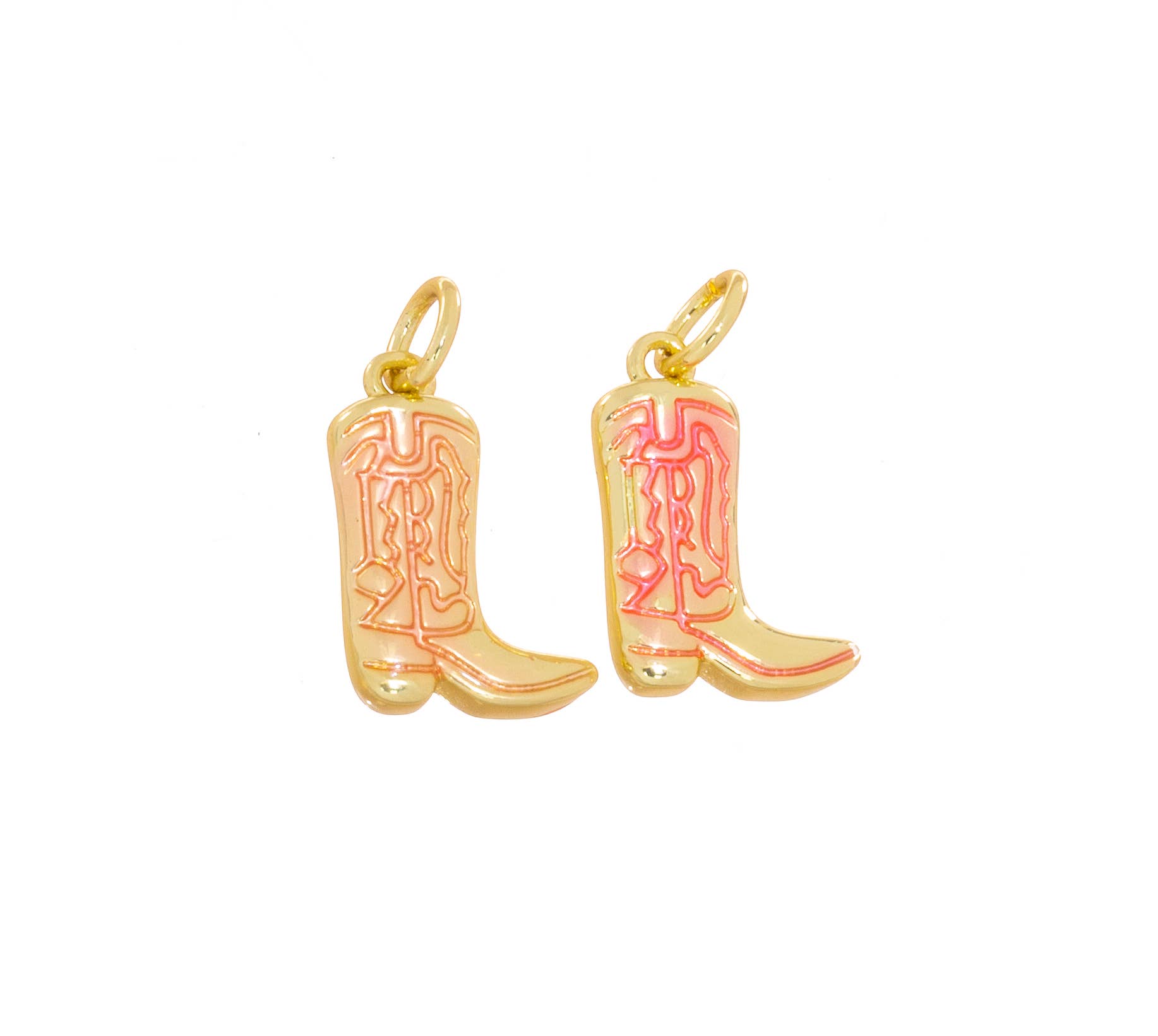 Jewel Pledge - Wholesale Individual Charm/Pendant - Cowboy Boot Charm,Western Jewelry Gold Charms CPG27913