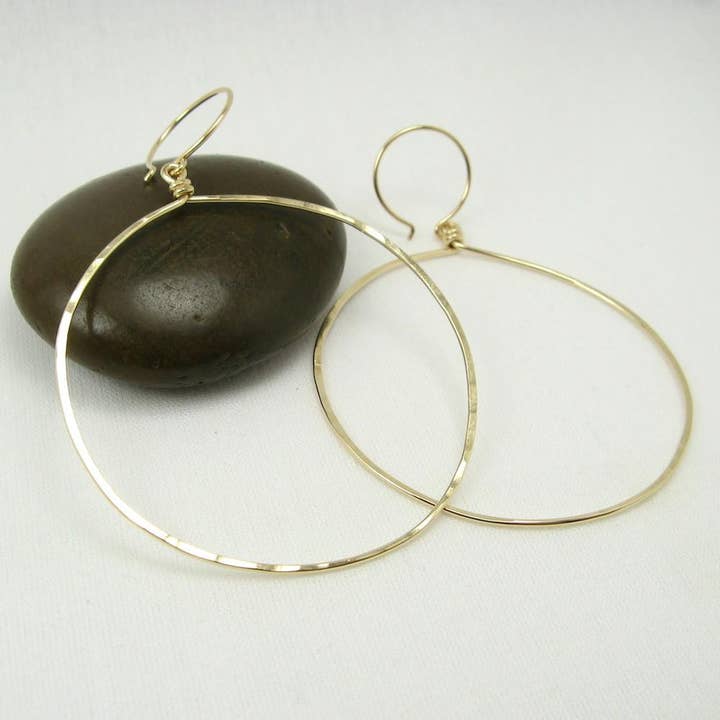 Halo Gold Hoop Earrings, Large for wholesale by Cloverleaf Jewelry