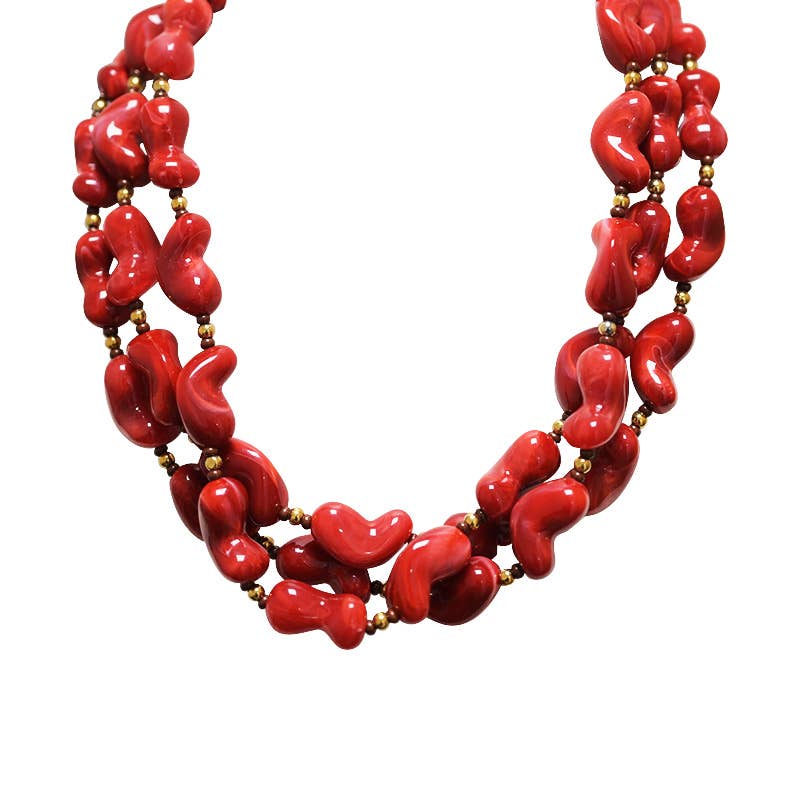 AMORINO SRL - Wholesale Beaded/Pearl Necklace - THREE-STRAND PLASTIC BEAD NECKLACE - YNK241504B7273