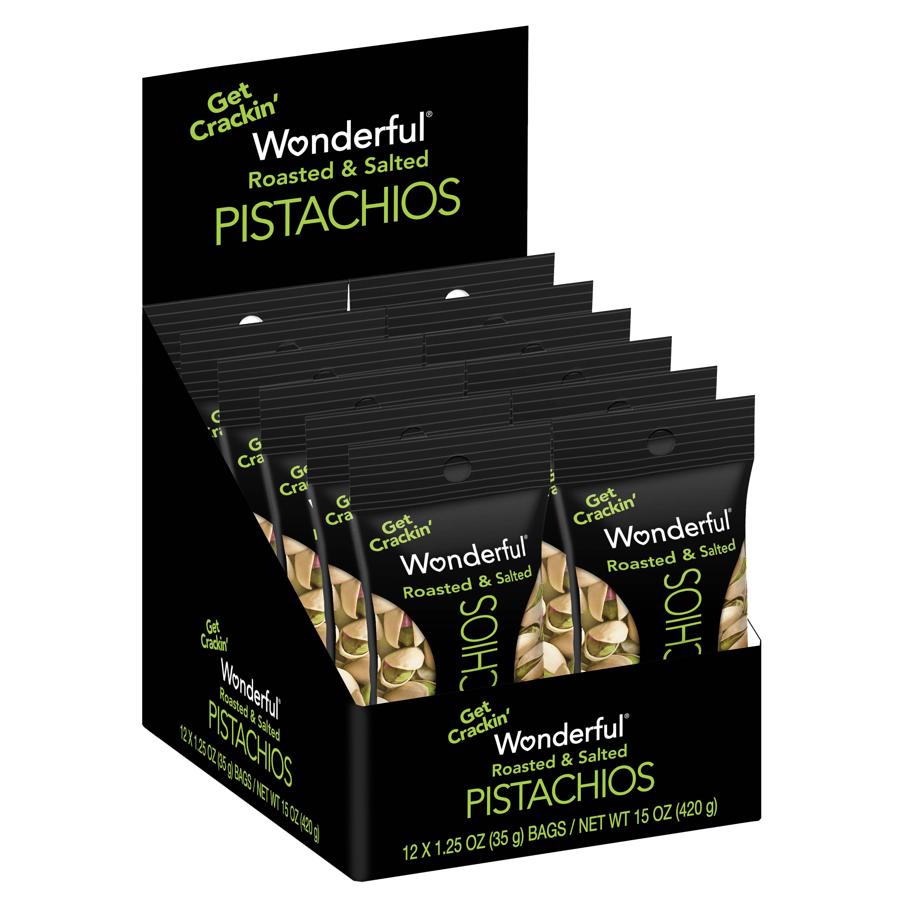 Wonderful Pistachios - Wholesale Nuts - Wonderful Pistachios In-Shell Roasted & Salted 1.25oz (12pk)2