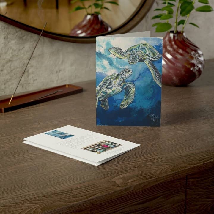 Upper Captiva Sea Turtles Greeting Card for wholesale by Rachel Pierce Art Gallery