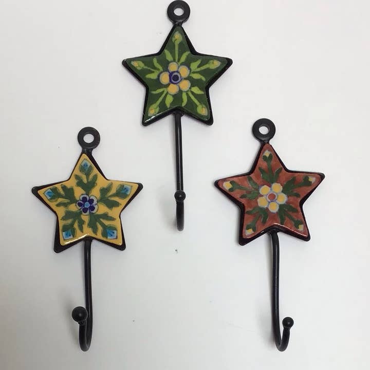 natural habitat - Wholesale Wall Hook - Pottery Hook 2" Star Clay Red2