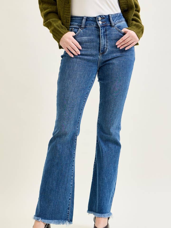 HW Bootcut Double Button WB & Fray Hem for wholesale by Judy Blue Jeans