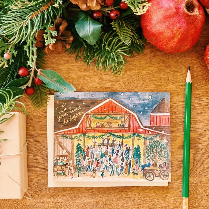 Christmas Barn Dance Nostalgic Country Holiday Greeting Card for wholesale by Little Salt Wagon