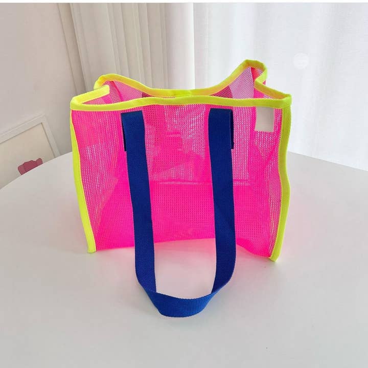 ACCITY - Wholesale Beach Bag - MESH CONTRAST COLOR BEACH TRAVEL STORAGE BAG_CWAB1916