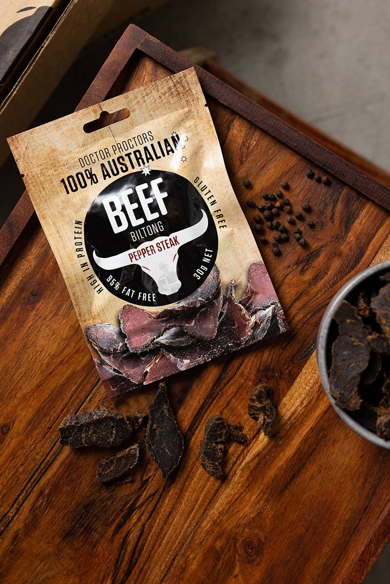 Doctor Proctor's - Wholesale Jerky - Doctor Proctor's Pepper Steak Beef Biltong 30g1