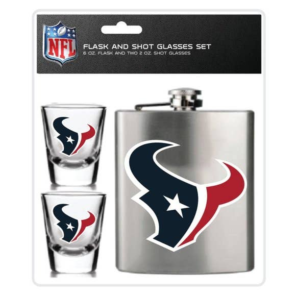 NFL Houston Texans Flask & Shot Glass Set for wholesale by Majestic Sports