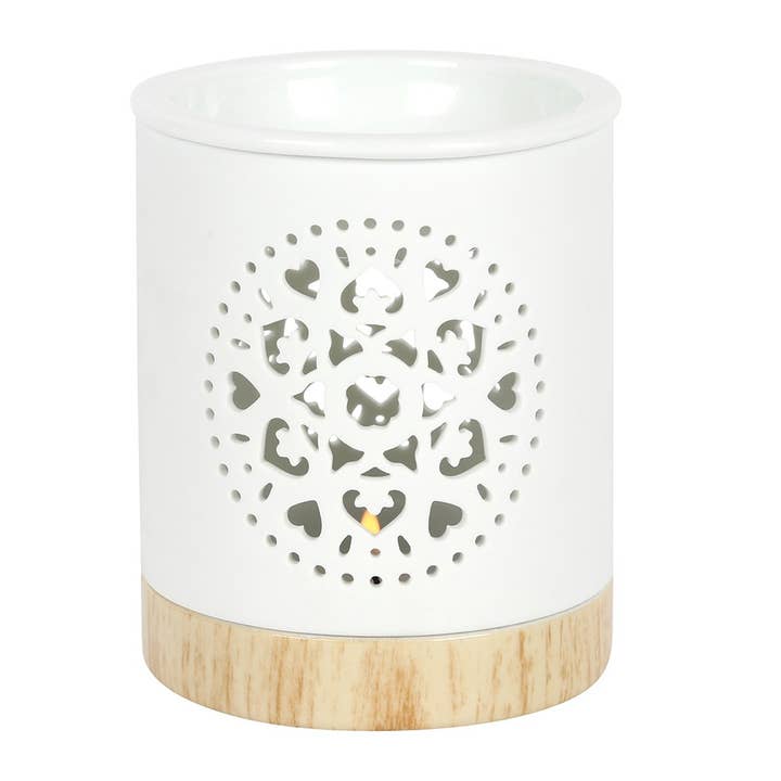 Something Different Wholesale - Wholesale Wax Warmer - White Mandala Cut Out Oil Burner and Wax Warmer