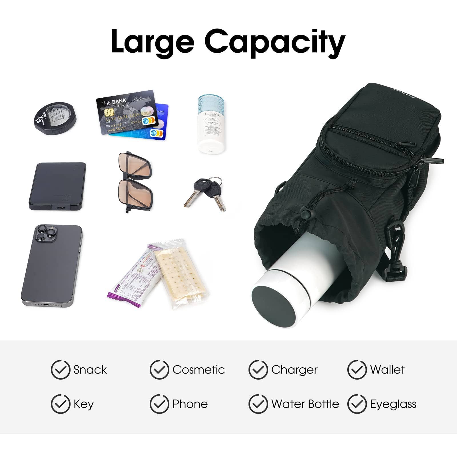 wandf - Wholesale Bottle Rack/Holder - Insulated Water Bottle Holder with Strap and Phone Pocket3