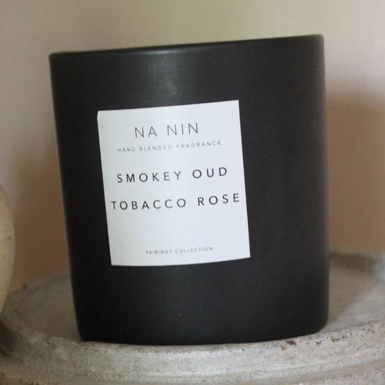 Na Nin – wholesale Jar/filled candle – Smokey Oud & Tobacco Rose Candle / Available in Multiple Sizes1