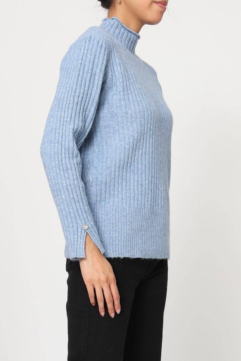 DIX-ONZE - Wholesale Knit Sweater - Women's - Ribbed Knit Sweater with Wavy Finish – Soft Ribbed Knit5