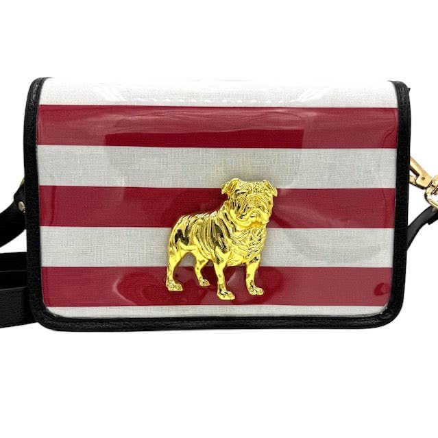 Garland Bags - Wholesale Crossbodytas - Dames - Rode Streep Transparante Gameday Stadion Tas met Gouden Bulldog0