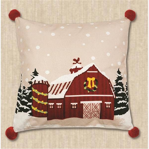 Christmas Barn Print Pillow for wholesale by Young's