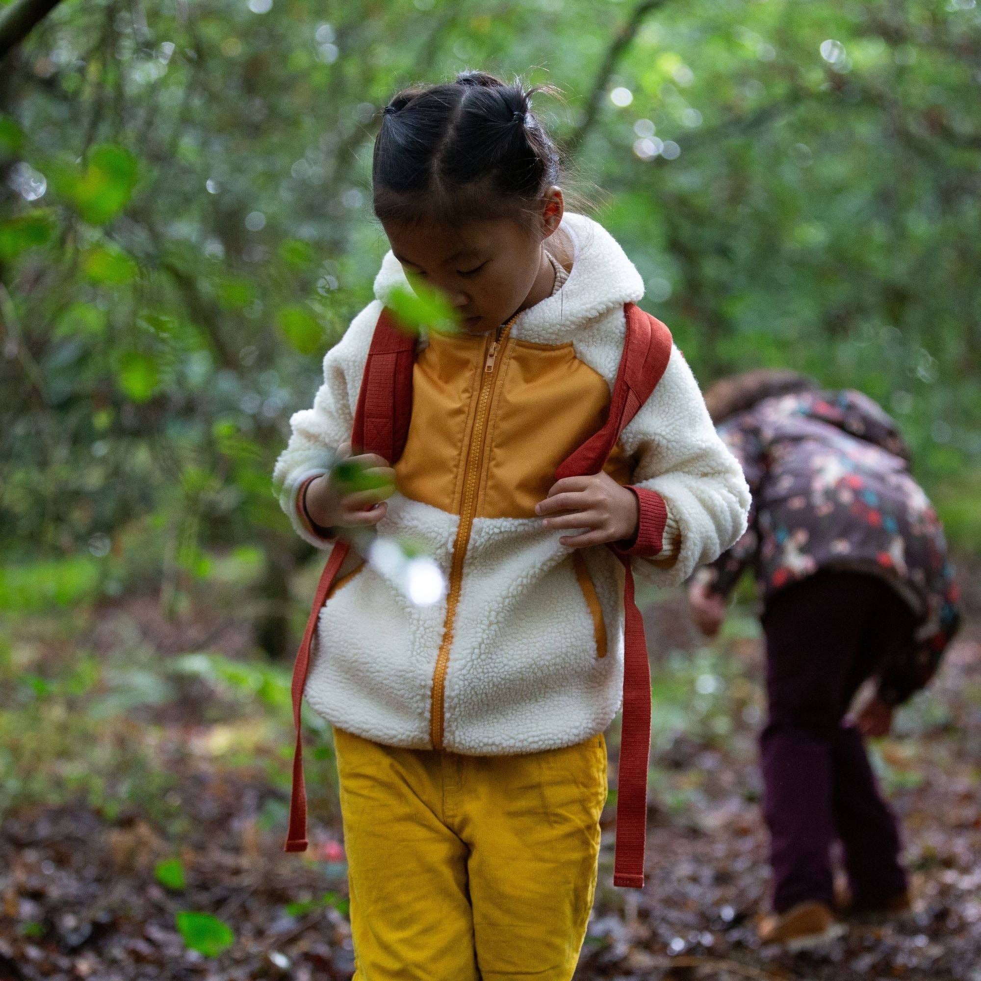 Cream Hooded Zip Up Recycled Fleece Jacket for wholesale on Faire12