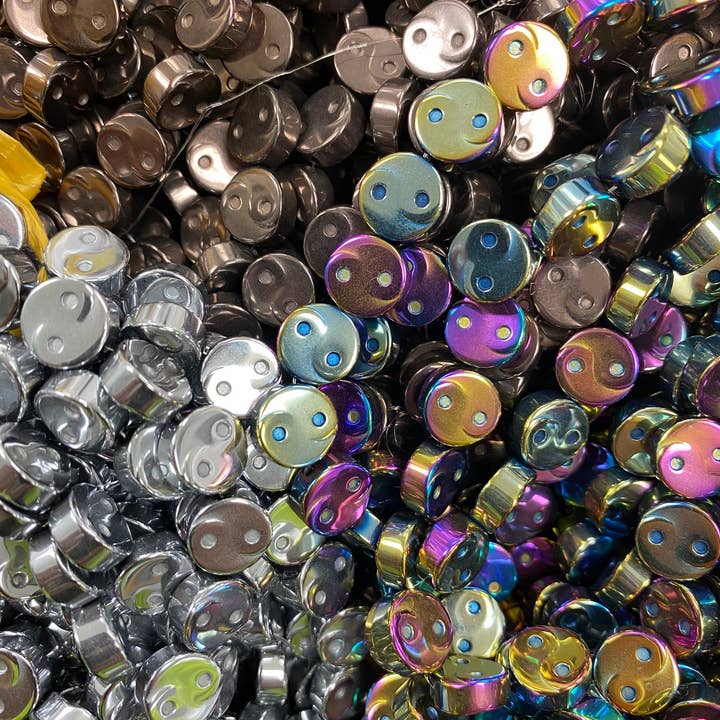 The Bead Bazaar - Wholesale Beads - 40 Yin Yang Beads, Silver Ying Yang Beads, Hematite Rainbow Yin Yang Beads, Small Yin Yang Metallic Spacer Beads, Kids DIY Jewelry, Bulk Beads5