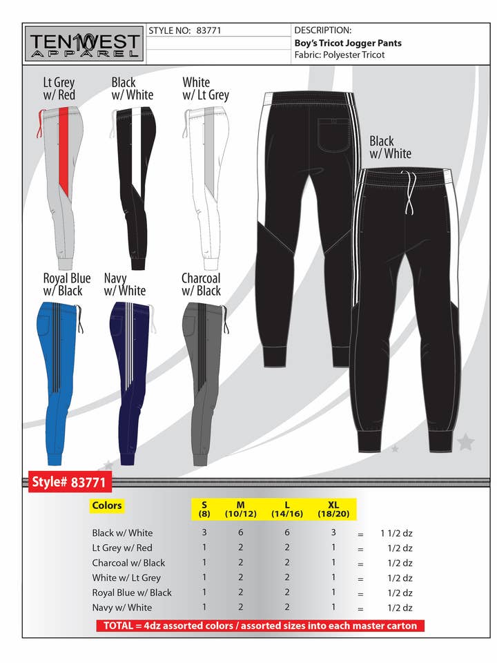 Træningsbukser i trikot til drenge - 83771 for engroshandel hos Ten West Apparel