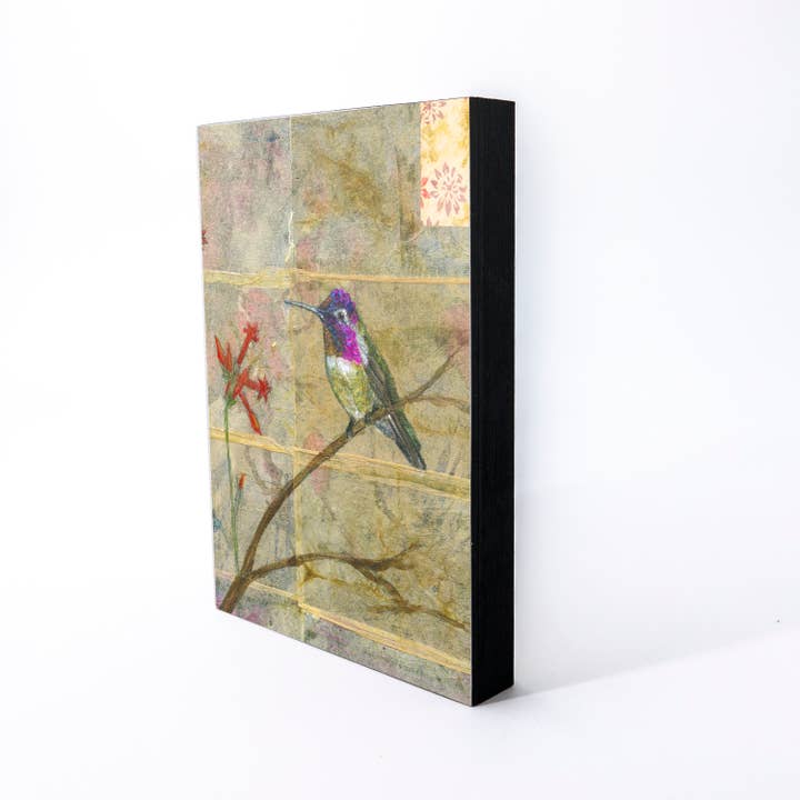 Anna's Hummingbird Wood Panel Giclée Print for wholesale by Orphan Girl Fine Art