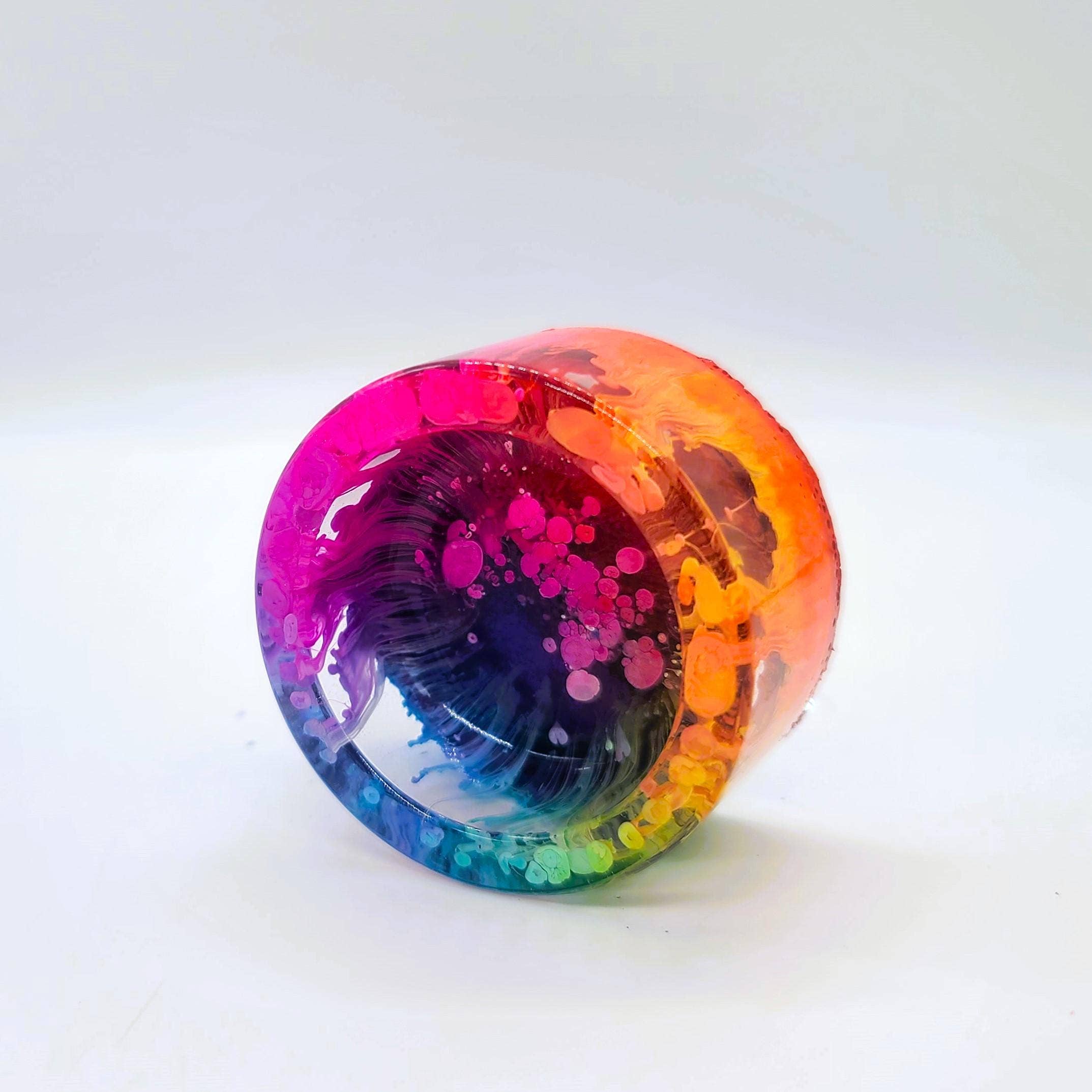 Slightly Askew Art - Wholesale Candle Holder - Eco-Friendly Epoxy Resin Rainbow Alcohol Ink Candle Holder5