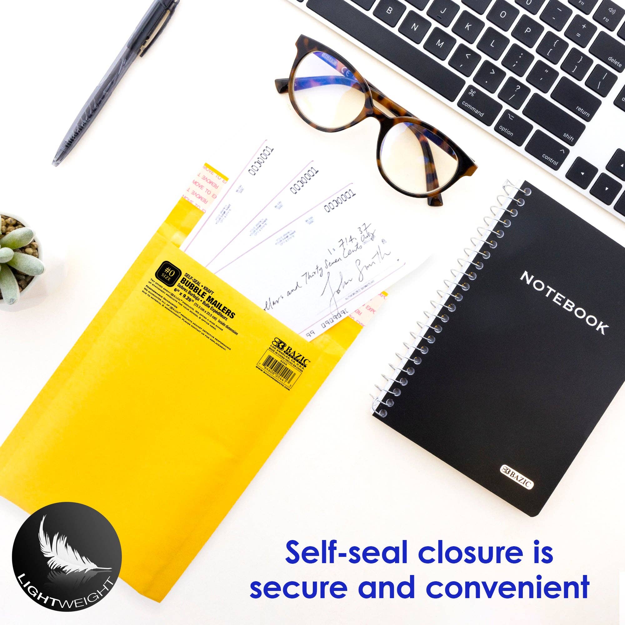 Luna Office Supply -  Everyday Essential – wholesale Envelopes – Self-Seal Bubble Mailers (#0) 6" x 9.25"2