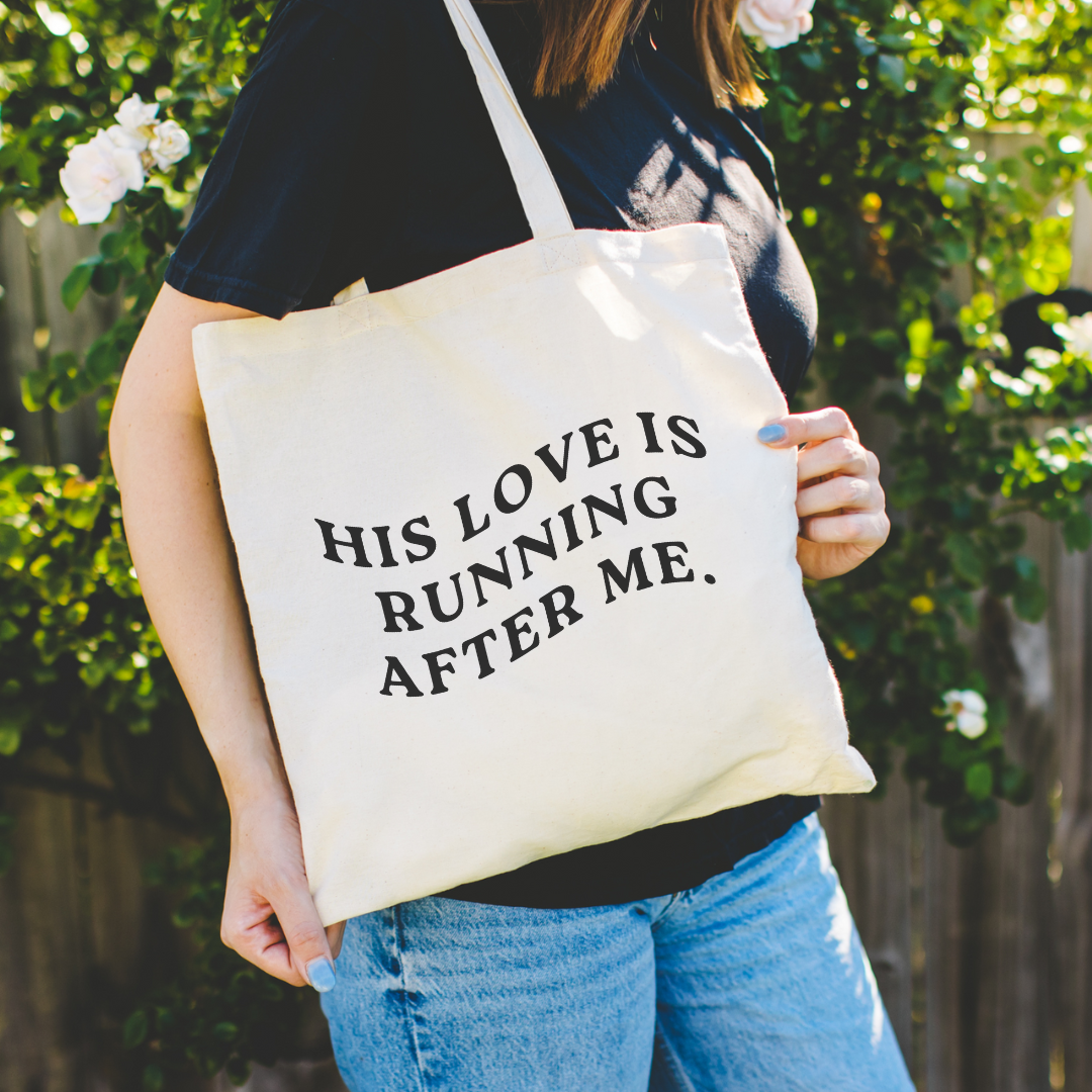 Abiding Love Co. - Wholesale Tote Bag - Unisex - His Love is Running Tote Bag1