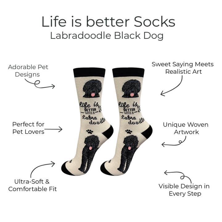 E&S Pets - Wholesale Socks - Unisex - Labradoodle Dog Socks - Fun Novelty Crew Socks - Unisex2
