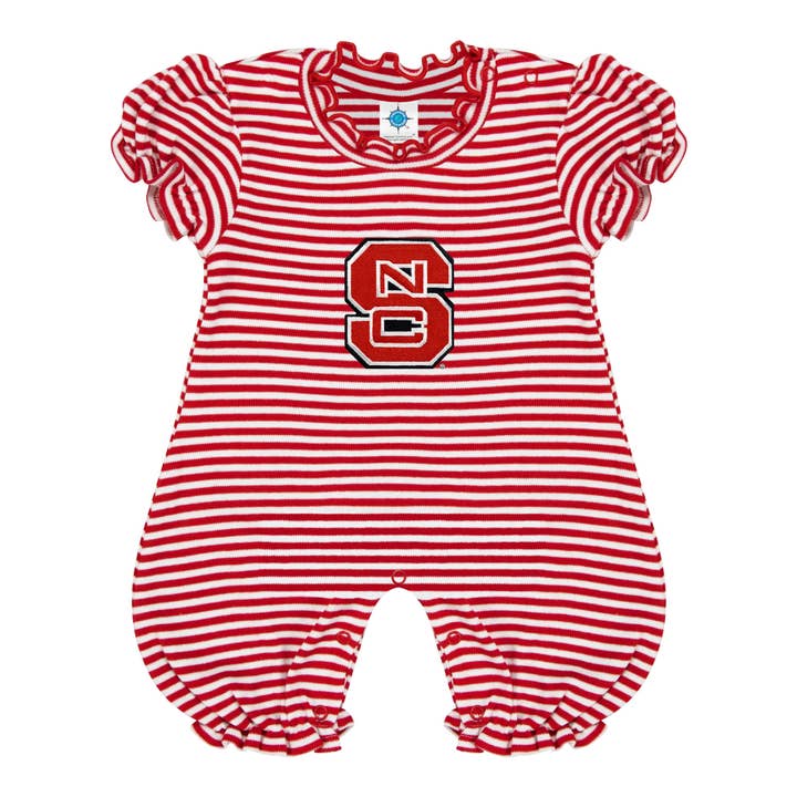 Creative Knitwear - Wholesale Jumpsuit - Baby - NC State Wolfpack Infant Striped Puff Sleeve Romper0