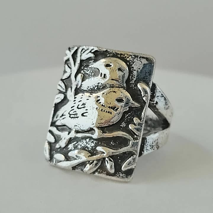 Piccadilly Pendants – wholesale Cocktail/statement ring – Silver Raven Ring, Bird Ring1