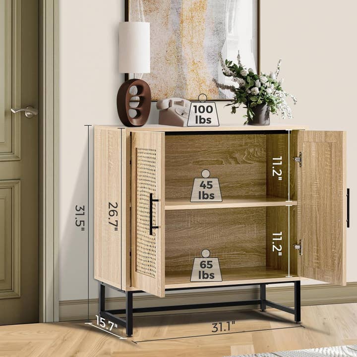 Wood Color Stylish Rattan Storage Cabinet for Modern Living Spaces for wholesale on Faire