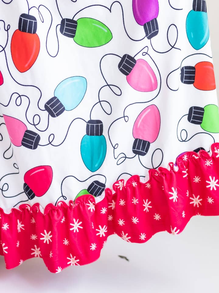 Oopsie Daisy - Wholesale Nightdress - Kids - Kids Christmas Holiday Lights Ruffle Lounge Play Gown